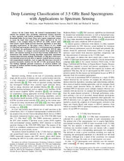 Deep Learning Classification of 3.5 GHz Band Spectrograms with
  Applications to Spectrum Sensing