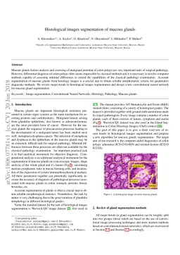 Histological images segmentation of mucous glands