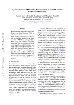Injecting Relational Structural Representation in Neural Networks for
  Question Similarity