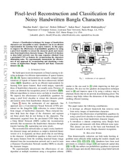 Pixel-level Reconstruction and Classification for Noisy Handwritten
  Bangla Characters