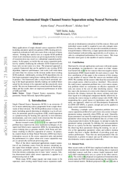 Towards Automated Single Channel Source Separation using Neural Networks