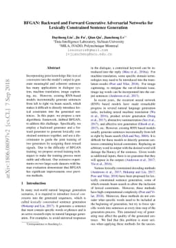 BFGAN: Backward and Forward Generative Adversarial Networks for
  Lexically Constrained Sentence Generation