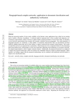 Paragraph-based complex networks: application to document classification
  and authenticity verification