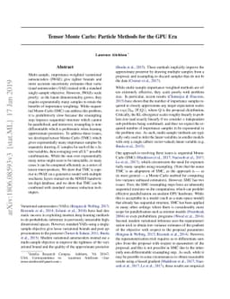 Tensor Monte Carlo: particle methods for the GPU era