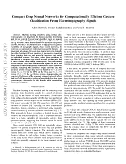 Compact Deep Neural Networks for Computationally Efficient Gesture
  Classification From Electromyography Signals