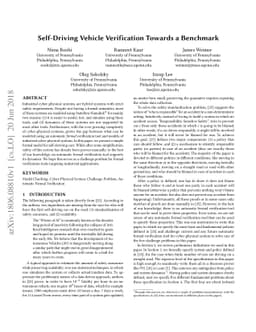 Self-Driving Vehicle Verification Towards a Benchmark