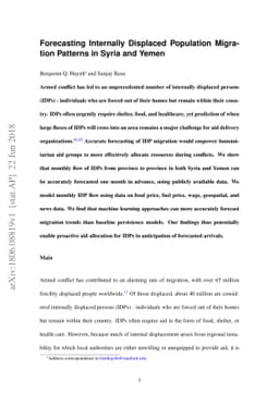 Forecasting Internally Displaced Population Migration Patterns in Syria
  and Yemen