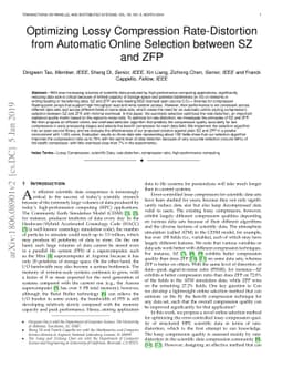 Optimizing Lossy Compression Rate-Distortion from Automatic Online
  Selection between SZ and ZFP