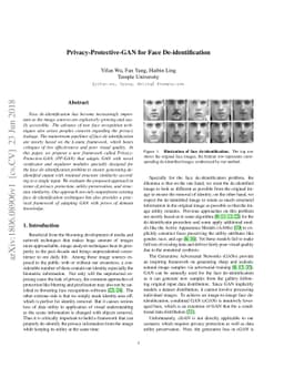 Privacy-Protective-GAN for Face De-identification