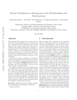 Disease Classification in Metagenomics with 2D Embeddings and Deep
  Learning