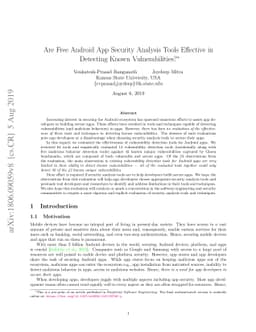 Are Free Android App Security Analysis Tools Effective in Detecting
  Known Vulnerabilities?