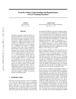 Towards a Better Understanding and Regularization of GAN Training
  Dynamics