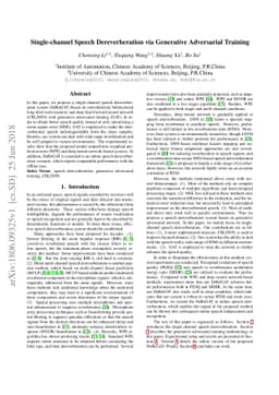 Single-channel Speech Dereverberation via Generative Adversarial
  Training