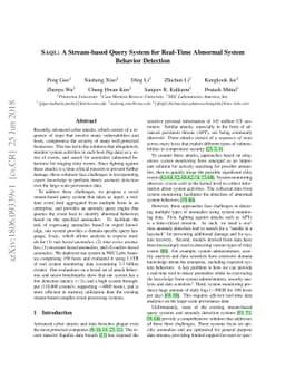 SAQL: A Stream-based Query System for Real-Time Abnormal System Behavior
  Detection