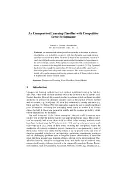 An Unsupervised Learning Classifier with Competitive Error Performance