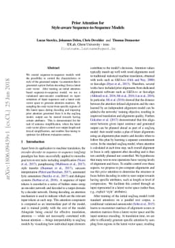 Prior Attention for Style-aware Sequence-to-Sequence Models