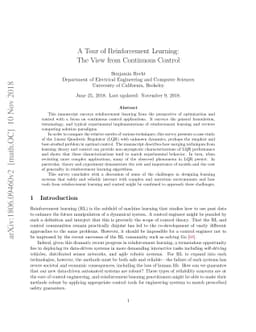 A Tour of Reinforcement Learning: The View from Continuous Control
