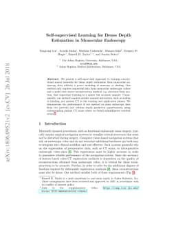 Self-supervised Learning for Dense Depth Estimation in Monocular
  Endoscopy