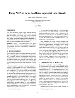 Using NLP on news headlines to predict index trends
