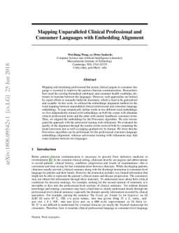 Mapping Unparalleled Clinical Professional and Consumer Languages with
  Embedding Alignment