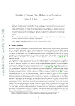 Stability of Optimal Filter Higher-Order Derivatives