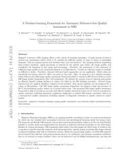A Machine-learning framework for automatic reference-free quality
  assessment in MRI