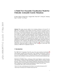 A Multi-View Ensemble Classification Model for Clinically Actionable
  Genetic Mutations