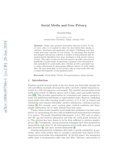 Social Media and User Privacy