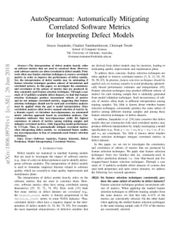 AutoSpearman: Automatically Mitigating Correlated Metrics for
  Interpreting Defect Models