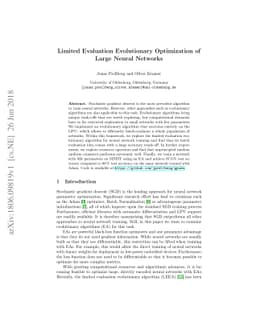 Limited Evaluation Evolutionary Optimization of Large Neural Networks