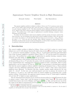 Approximate Nearest Neighbor Search in High Dimensions