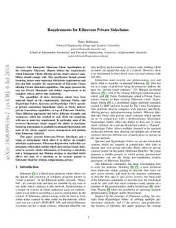 Requirements for Ethereum Private Sidechains