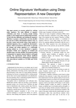 Online Signature Verification using Deep Representation: A new
  Descriptor