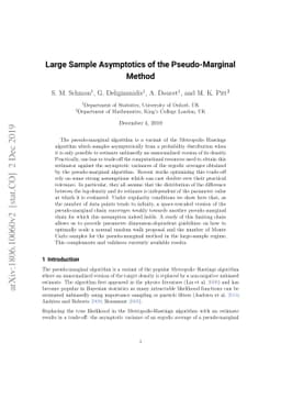 Large Sample Asymptotics of the Pseudo-Marginal Method