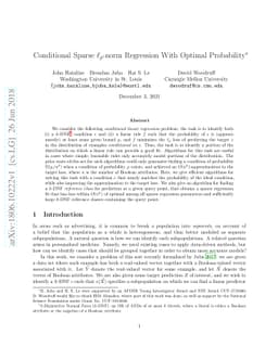 Conditional Sparse $\ell_p$-norm Regression With Optimal Probability