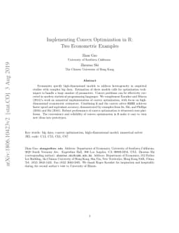 Implementing Convex Optimization in R: Two Econometric Examples