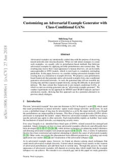 Customizing an Adversarial Example Generator with Class-Conditional GANs