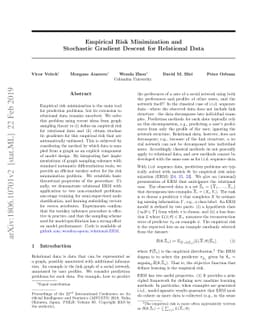 Empirical Risk Minimization and Stochastic Gradient Descent for
  Relational Data