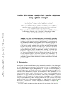 Feature Selection for Unsupervised Domain Adaptation using Optimal
  Transport