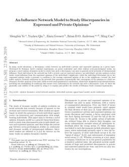 An Influence Network Model to Study Discrepancies in Expressed and
  Private Opinions