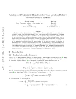 Guaranteed Deterministic Bounds on the Total Variation Distance between
  Univariate Mixtures