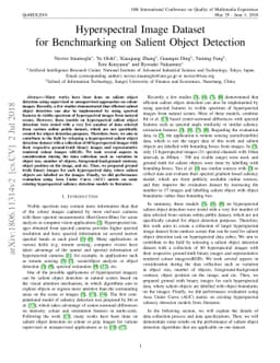 Hyperspectral Image Dataset for Benchmarking on Salient Object Detection