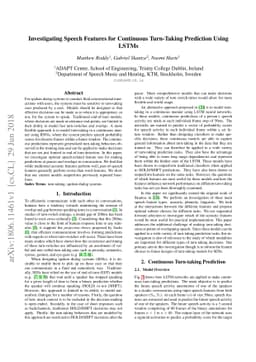 Investigating Speech Features for Continuous Turn-Taking Prediction
  Using LSTMs