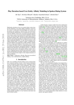 Play Duration based User-Entity Affinity Modeling in Spoken Dialog
  System