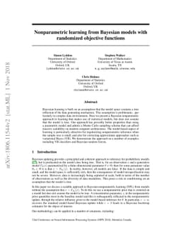 Nonparametric learning from Bayesian models with randomized objective
  functions