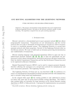 Ant routing algorithm for the Lightning Network