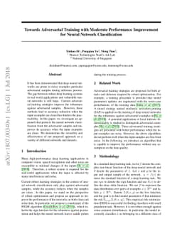 Towards Adversarial Training with Moderate Performance Improvement for
  Neural Network Classification