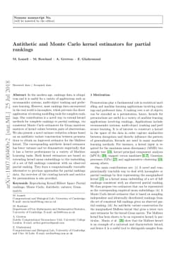 Antithetic and Monte Carlo kernel estimators for partial rankings