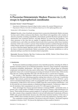 A Piecewise Deterministic Markov Process via $(r,θ)$ swaps in
  hyperspherical coordinates