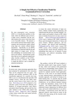 A Simple but Effective Classification Model for Grammatical Error
  Correction